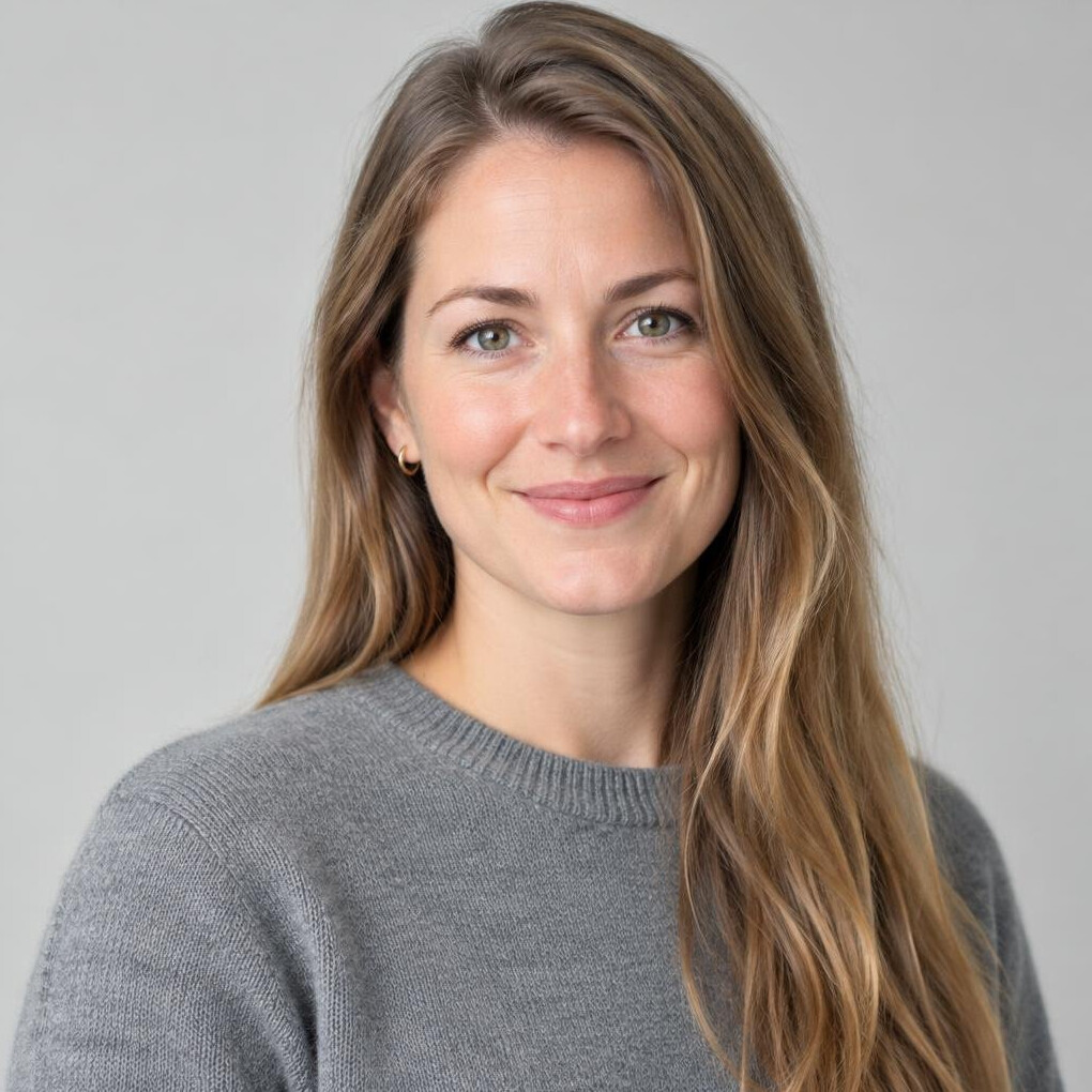 Portrait of a woman with long hair smiling